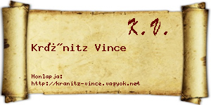 Kránitz Vince névjegykártya