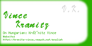 vince kranitz business card